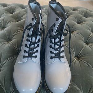 Dr. Martens Glossy Gray Combat Boots
